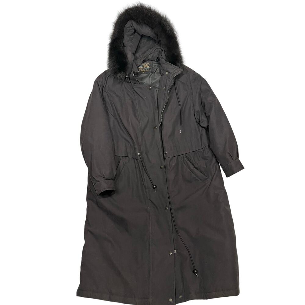 Vintage‎ Black Forecaster Hooded Long Coat 1X